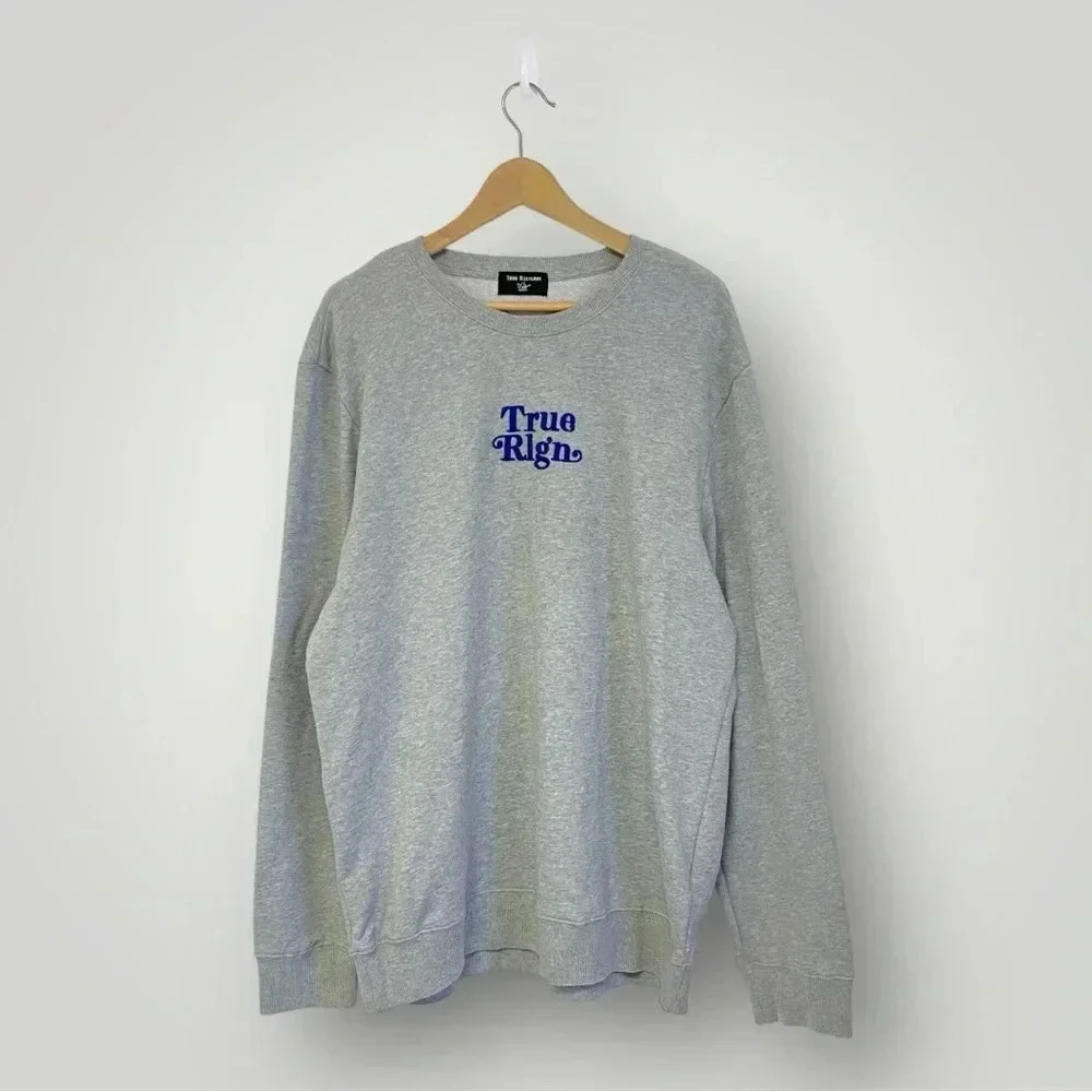 True Religion Blue crew‎ neck sweater XL Gray